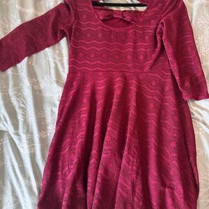 Burgundy Lace Fit & Flare Dress medium